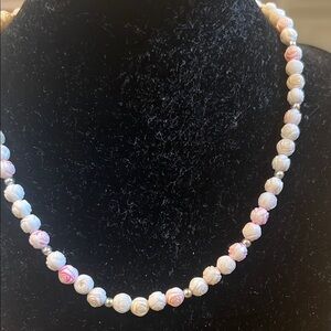 Pink and White Rose Necklace
